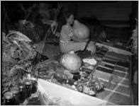 Young girl with a gourd at the Pine Mountain Valley Fair, 1939