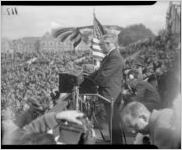 President Roosevelt addressing a crowd at Grant Field, 1935
