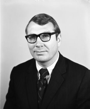 Portrait photo of Citizens and Southern Bank employee Gene Rackley, 1971