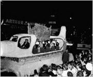 Airline travel parade float, unidentified parade