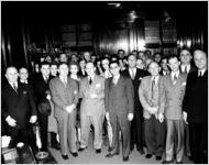 Metro-Goldwyn-Mayer, men receiving 6th War bonds buttons