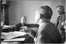 L.W. "Chip" Robert, secretary of the Democratic National Committee,  at a hearing before the "economy" committee of the Georgia General Assembly in a dispute over his business practices, Atlanta, Georgia, February 1939