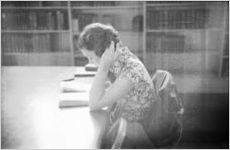 Agnes Scott College student studying in College library, Decatur, Georgia, March 1, 1937