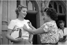 Agnes Scott College students on steps of Buttrick Hall, Decatur, Georgia, September 1937