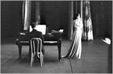 Rosa Ponselle on stage performing with Stuart Rose, pianist, at Fox Theatre, Atlanta, Georgia, October 14, 1937