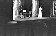Rosa Ponselle on stage performing with Stuart Rose, pianist, at Fox Theatre, Atlanta, Georgia, October 14, 1937