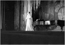 Rosa Ponselle on stage performing with Stuart Rose, pianist, at Fox Theatre, Atlanta, Georgia, October 14, 1937
