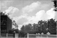 Terrace with lamp posts, formal garden, Georgia, 1930s or 1940s.