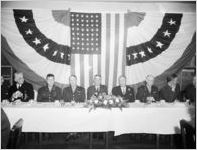 Head table at the award ceremonies surrounding the 1943 "Army Navy E Award" to the Newnan Cotton Mills, Newnan, Georgia, March 20, 1943