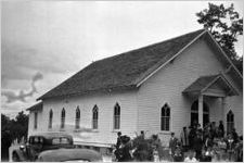People leaving a church, Georgia, 1937