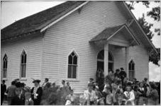 People leaving a church, Georgia, 1937