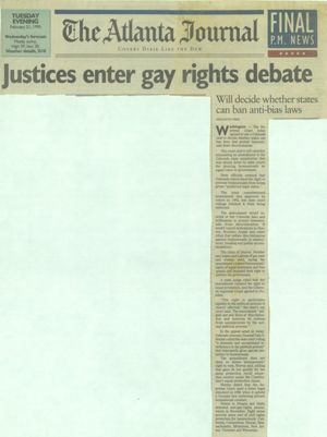 Newspaper clippings-- Cobb Citizens Coalition/Olympics Out of Cobb, 1995-1996