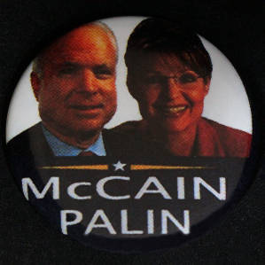 Button: "McCain, Palin, 2008"