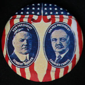 Button: "Herbert Hoover for President"