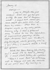 Franklin Abbott (Ashburn, Georgia), to Cal Gough (Atlanta, Georgia), letter, January 21, 1974. (2 leaves on note paper.)