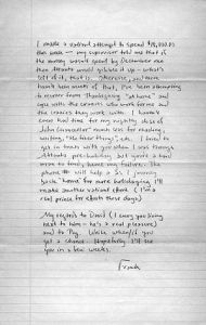 Franklin Abbott (Ashburn, Georgia), to Cal Gough (Atlanta, Georgia), letter, postmarked December 1, 1973. (1 leaf, on yellow, lined paper.)