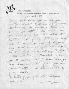 James Broughton (Port Townsend, Washington) to Franklin Abbott (Atlanta, Georgia), letter, March 23, 1989. (1 leaf).
