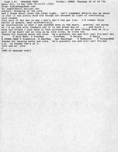 Franklin Abbott (Atlanta, Georgia), to Cal Gough (Atlanta, Georgia), printout of email, December 13, 1996. (1 leaf)