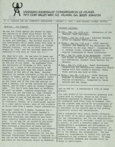 Unitarian Universalist Lesbian and Gay Community Newsletters, 1982