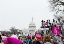 Protesters in front of the Capitol building, Women's March on Washington, 2017-01-21