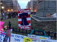 Signs against a fence, Women's March on Washington, 2017-01-21