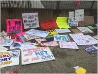 Reproductive Rights Are Not Up For Grabs, Celebrate Diversity, WTF, Resist, I'm a Polite Canadian but this Shit makes me Mad! signs, Women's March on Washington, 2017-01-21