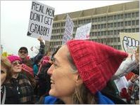 Real Men Don't Get Grabby and Cancel Aggression Reinforce Empathy signs, Women's March on Washington, 2017-01-21
