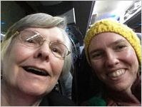 Jan Dale and Lisa selfie on bus, Women's March on Washington, 2017-01-21