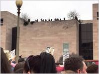 People on top of building, Women's March on Washington, 2017-01-21
