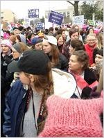 Crowd of protesters carrying signs, Women's March on Washington, 2017-01-21