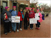 Group of eight women holding signs, Women's March on Washington, 2017-01-21