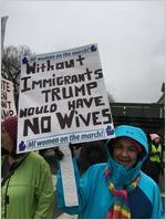 Without Immigrants Trump Would Have No Wives sign, Women's March on Washington, 2017-01-21