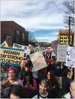 Women Stay Strong Together, We Shall Overcomb!! and other signs, Atlanta March for Social Justice and Women, 2017-01-21
