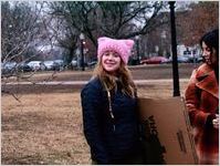 Protester wearing a pussy hat, Women's March on Washington, 2017-01-21