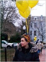 Coco Papy with yellow balloons, Women's March on Washington, 2017-01-21