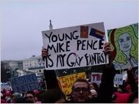 Young Mike Pence Is My Gay Fantasy sign, Women's March on Washington, 2017-01-21