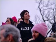 Protester wearing a RESIST hoodie, Women's March on Washington, 2017-01-21