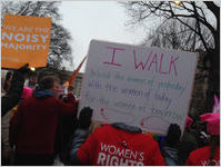 We Are The Noisy Majority and I Walk signs, Women's March on Washington, 2017-01-21