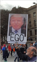Donald Trump EGO sign, Atlanta March for Social Justice and Women, 2017-01-21