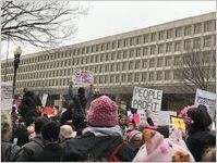 Our Rights & Our Bodies Are not Up for Grabs, People Over Profit and other signs, Women's March on Washington, 2017-01-21