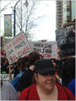 Our Bodies, Our Minds, Our Power and When She Talks, I Hear Revolution signs, Atlanta March for Social Justice and Women, 2017-01-21