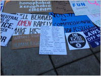 Womans Rights=Human Rights, List of names, and End Voter Suppression signs, Women's March on Washington, 2017-01-21