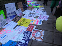 Pile of signs, Women's March on Washington, 2017-01-21