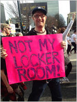 Not My Locker Room! sign, Atlanta March for Social Justice and Women, 2017-01-21