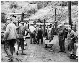 Coal miners near main entrance of Eastern Coal Corporation, 1962-06-06