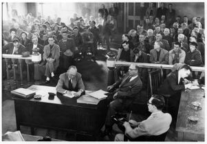 Courtroom trial involving coal miners, circa 1940s