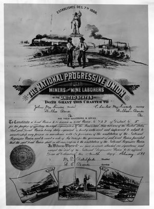 National Progressive Miners Union Charter for Wilkes Barre Local 727, 1898