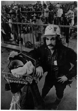 Miner in mine bathhouse, circa 1970s
