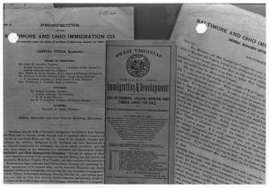 Coal mining exhibit panel, Immigration & Development documents section, 1982