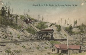 Illustration of Raleigh Coke and Coal Company Tipple No. 3 near Beckley, West Virginia, circa 1900s